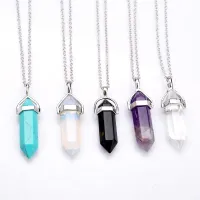 NATURAL STONE GEM CHAKRA PENDULUM NECKLACE