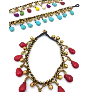 TOBILLERAS BOHO INDIA PIEDRA NATURAL LAGRIMASphoto1