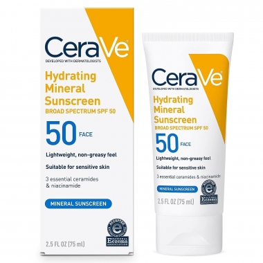 CeraVe 100% Mineral Sunscreen SPF 50 Face Sunscreen with Zinc Oxide and Titanium Dioxide for Sensitiphoto1