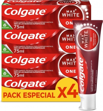 Colgate Max White One aufhellende Zahnpasta, Packung mit 4 Einheiten x 75 ml,photo1