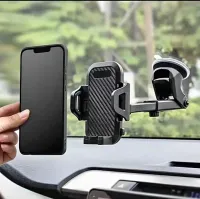 Car phone holder with extendable arm.